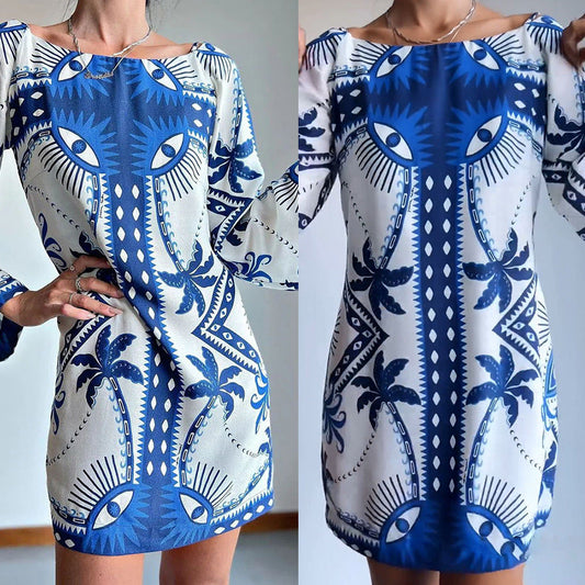 Women Casual Evil Eye Loose Holiday Dress