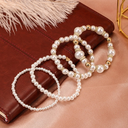 Conjunto de pulseras de perlas de amor de moda para mujer