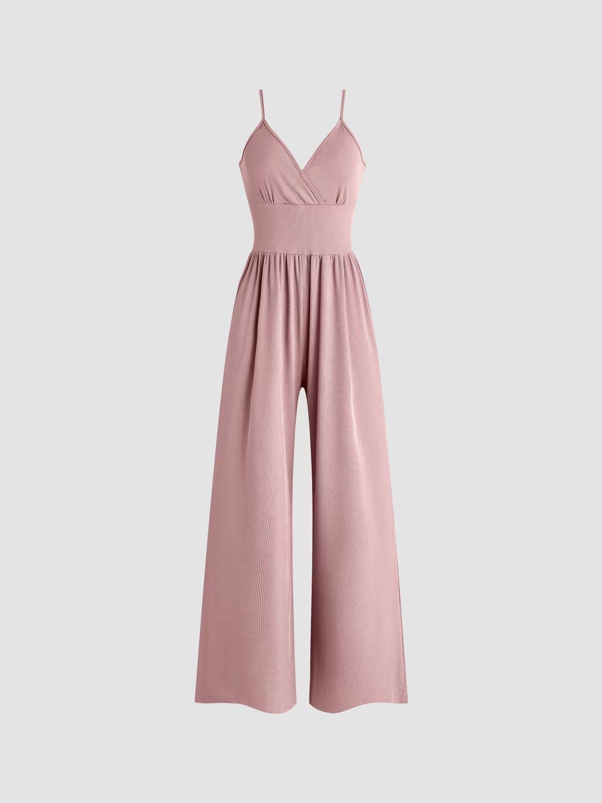 Women Casual Solid Color V-Neck Spaghetti Strap Jumpsuits