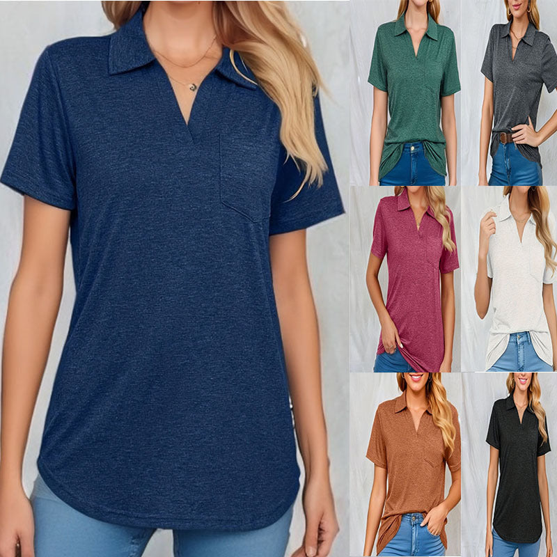 T-shirt basique à manches courtes pour femme, couleur unie, printemps et été