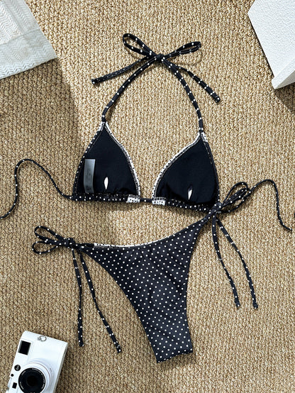 Bikini dos nu imprimé à pois tendance pour femme