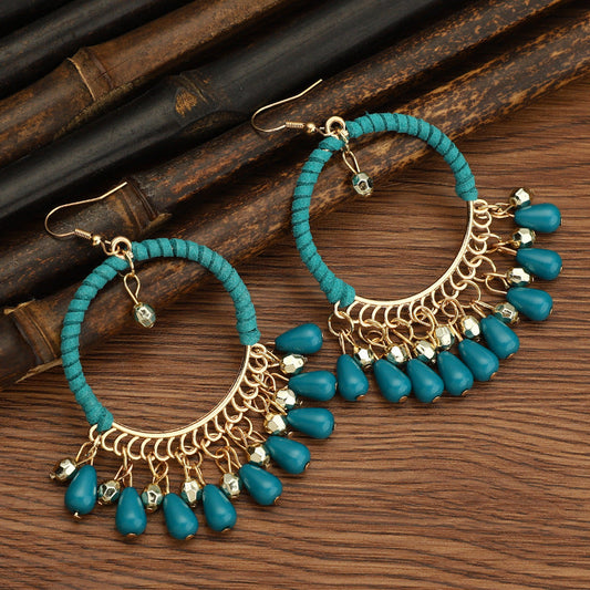 Pendientes con borlas retro de estilo étnico bohemio