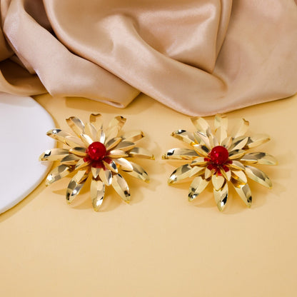 Women Fashion Exaggerated Symmetrical Floral Earrings