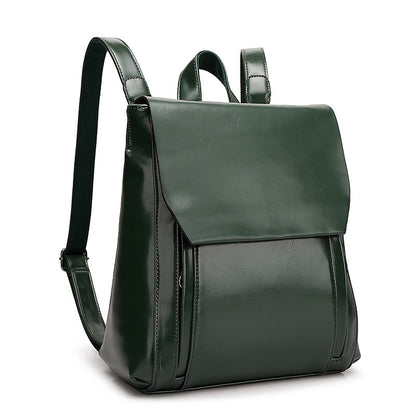 Solid Pu Leather Women Soft Retro College Backpack