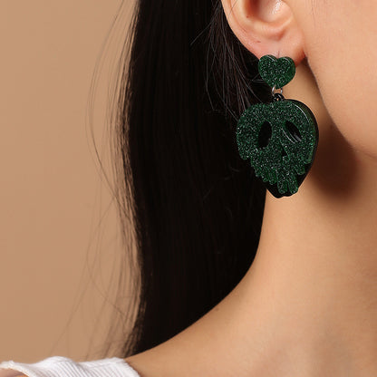 Pendientes de calavera de Halloween con personalidad creativa y divertida