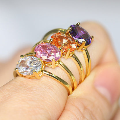 Anillo de circonita simple de moda para mujer