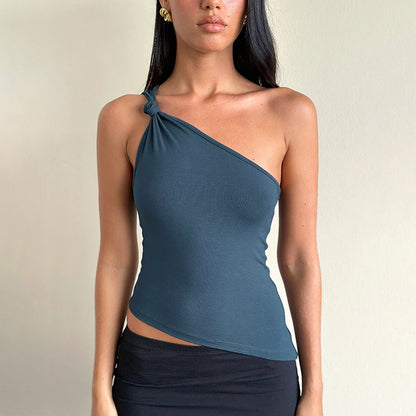 Top de tirantes con hombros descubiertos, sexy, de color liso, a la moda para mujer