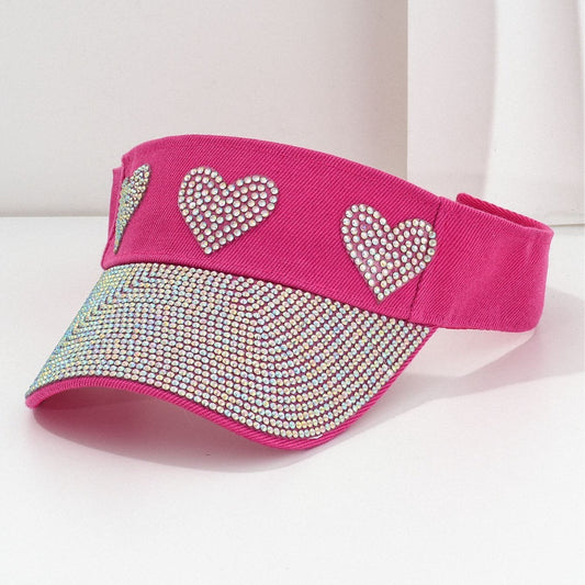 Gorra de béisbol para pareja con diamantes de imitación en forma de corazón