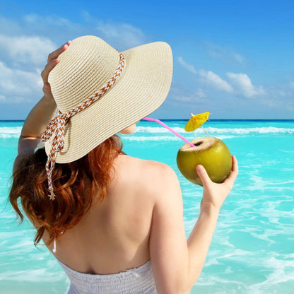 Sombrero de paja para playa, vacaciones, informal, de moda para mujer