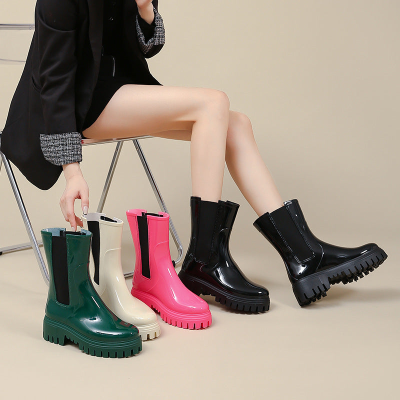 Botas de lluvia con plataforma de moda para mujer
