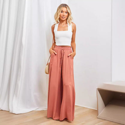 Casual Wide Leg Loose Women's Solid Pants