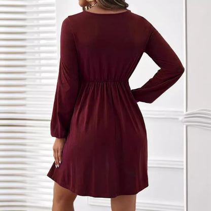 Vestido de manga larga de color liso con cordones para embarazadas