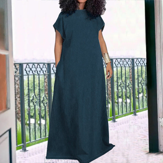 Women Fashion Casual Simple Plus Size Sleeveless Backless Denim Dress