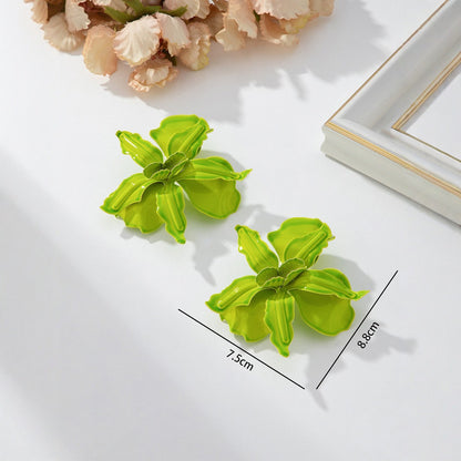 Boucles d'oreilles florales exagérées à la mode, style fleur en alliage, tendance