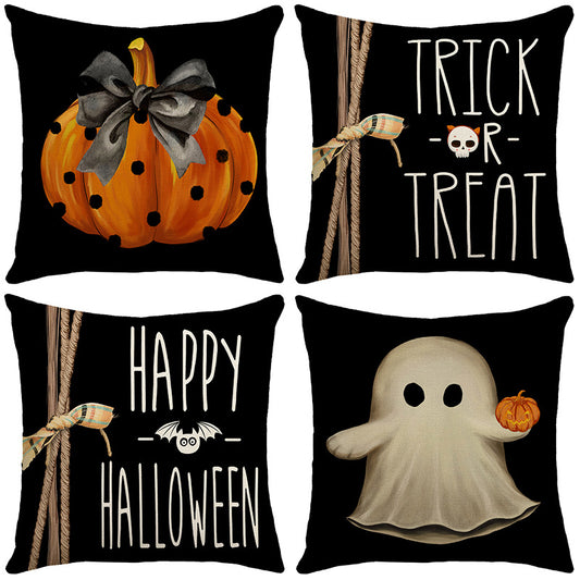Halloween Cartoon Ghost Pumpkin Print Sofa Cushion Cover