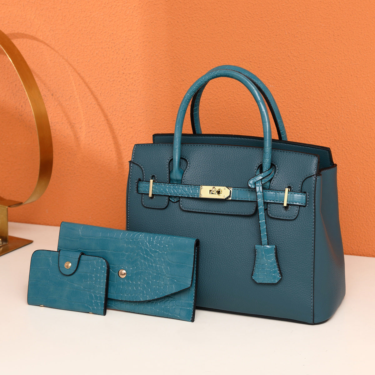 Ensemble de trois sacs à main tendance de grande capacité, couleur unie