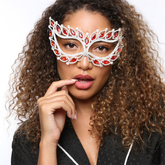 Máscara de fiesta de mascarada brillante con diamantes de imitación de moda para mujer