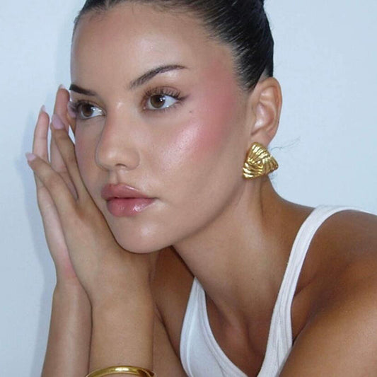 Women Fashion Retro Ruffled Triangle Earrings