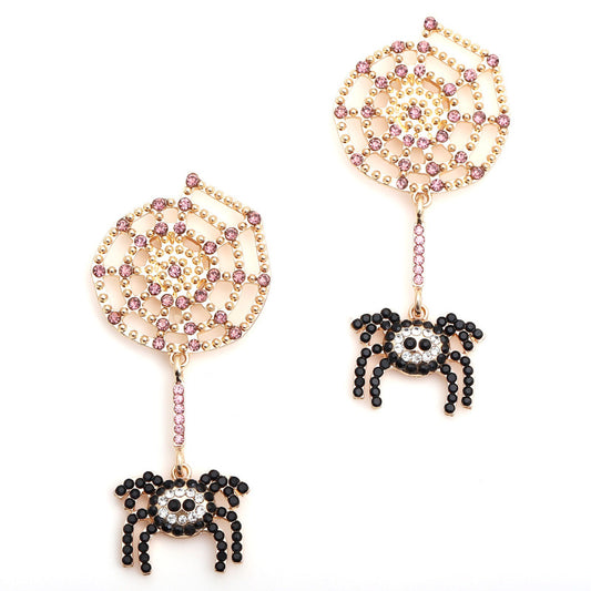Pendientes de araña negros de moda creativa para Halloween para mujer