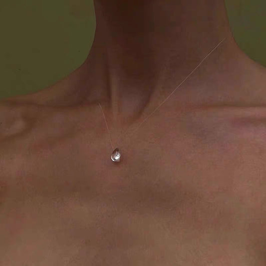 Simple Waterdrop Transparent Beads Necklace