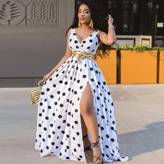 Summer Vacation Women Polka Dot Maxi Dress