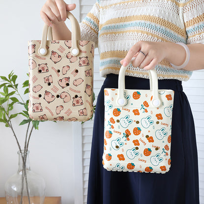 Sac à trou imprimé dessin animé tendance, sac en gelée EVA pour femmes et enfants