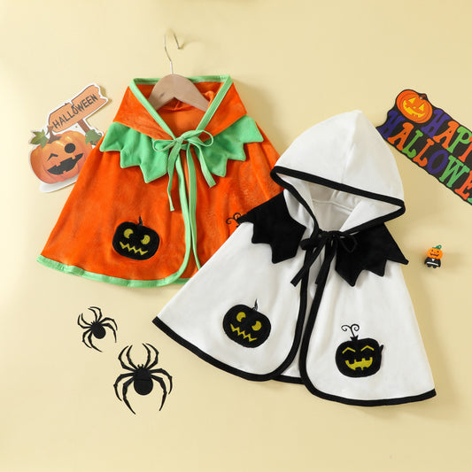 Kids Toddler Baby Girls Halloween Pumpkin Hooded Cape