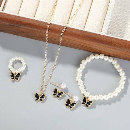 Women Fashion Elegant Bowknot Beads Jewelry Set