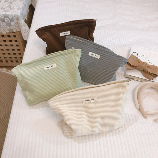 Bolsa de cosméticos sencilla de lona de color sólido