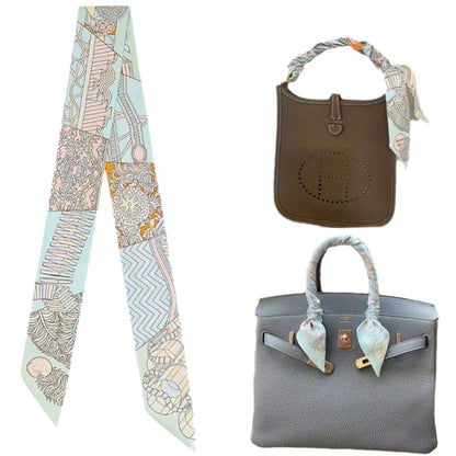 Bufanda con asa para bolso con lazo estampado de moda