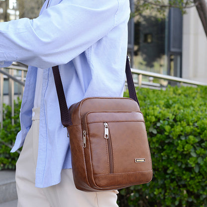 Bolso bandolera informal de PU para hombre, de moda y color liso.
