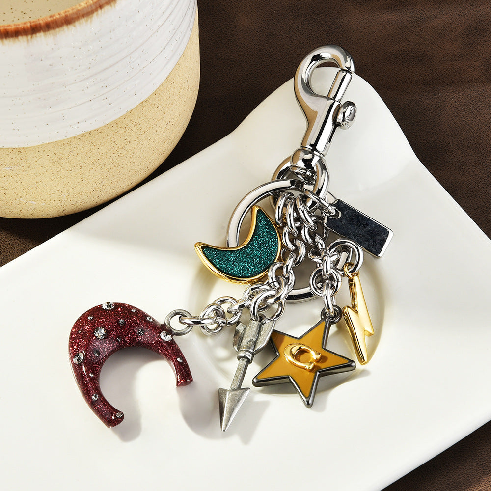Cute Cartoon Alloy Moon Star Bag Pendant Keychain