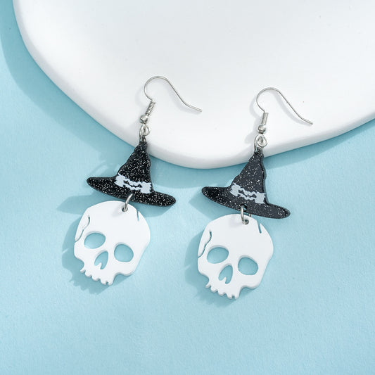 Pendientes acrílicos personalizados con sombrero de bruja de Halloween