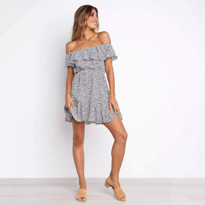 Sexy Women Summer Vacation Off-Shoulder Dress