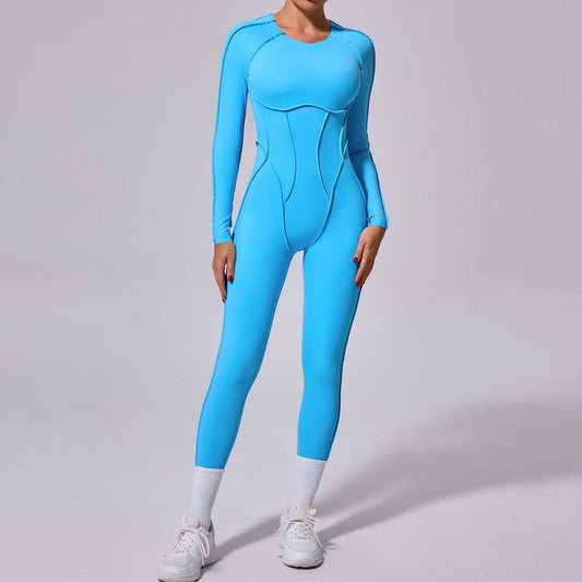 Combinaison dos nu à manches longues et couleur unie pour femme