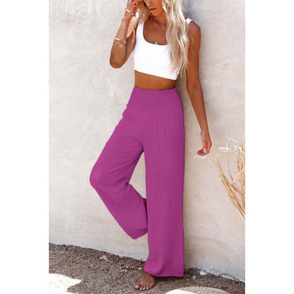Women Fashion Casual Solid Color Cotton Linen Wide Leg Pants