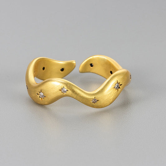 Bague en cuivre givrée en zircon pour femme, bijou élégant