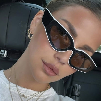 Lunettes de soleil tendance pour femmes, style chat, colorblock, avec monture en polycarbonate