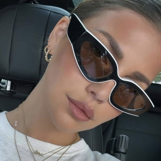 Women Fashion Colorblock Cat Style Sunglasses with PC Frame