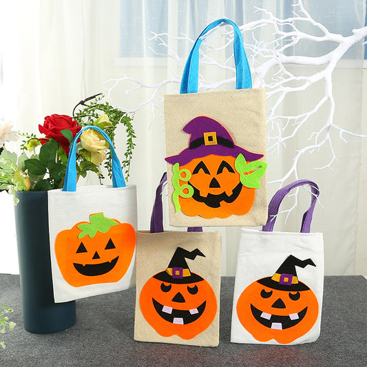Bolso de mano de arpillera de Halloween para mujer, material de lino