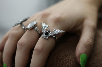Halloween Women Vintage Horror Bat Ring