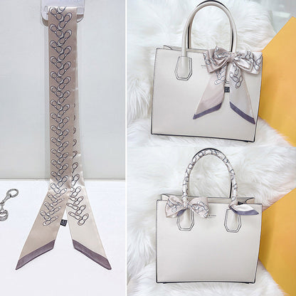 Bufanda con asa para bolso con lazo estampado de moda
