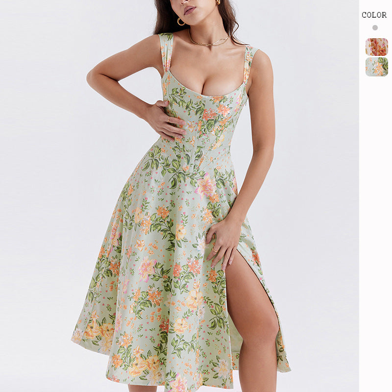 Vestido informal elegante con estampado floral para mujer de vacaciones