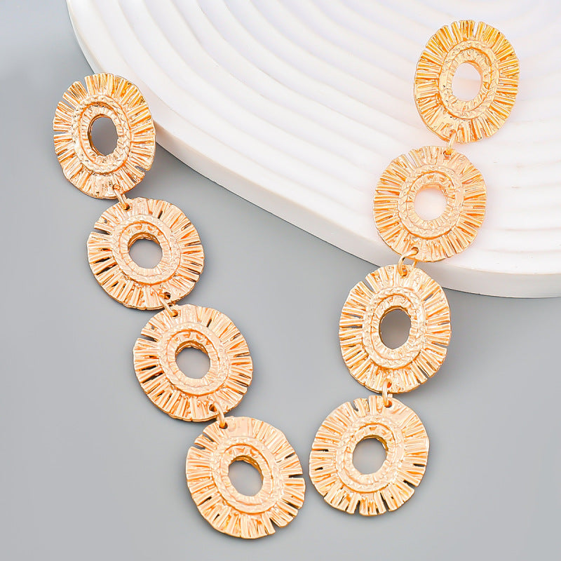 Bohemian Hollow Oval Alloy Dangle Earrings