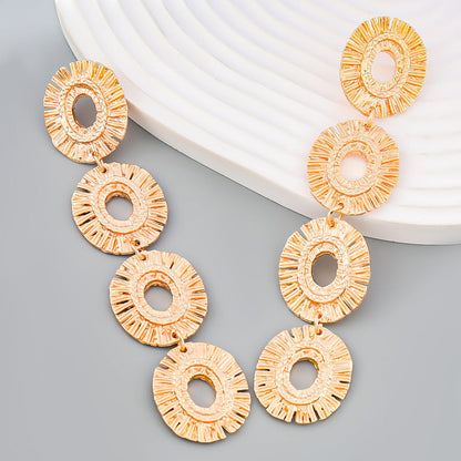 Bohemian Hollow Oval Alloy Dangle Earrings