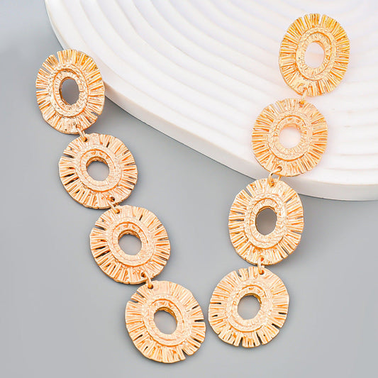 Bohemian Hollow Oval Alloy Dangle Earrings