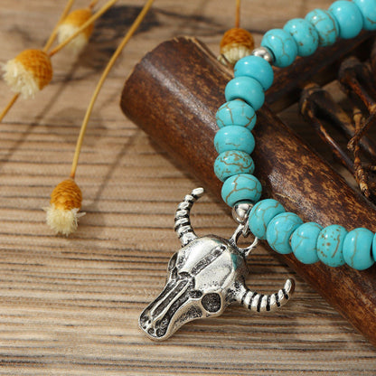 Bohemian Turquoise Beads Oxhead Beaded Bracelet