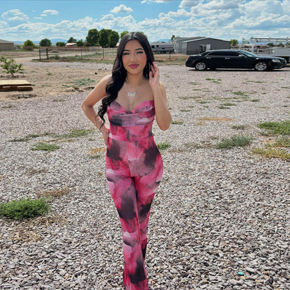Women Sexy Printed Backless Jumpsuits