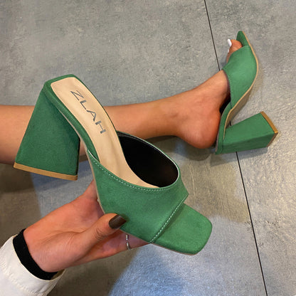 Talons compensés carrés à imprimé léopard tendance