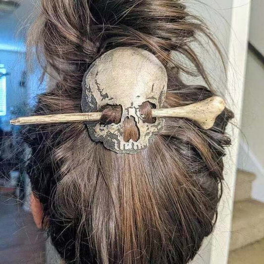 Halloween Women Vintage Gothic Skull Moth Hairpin